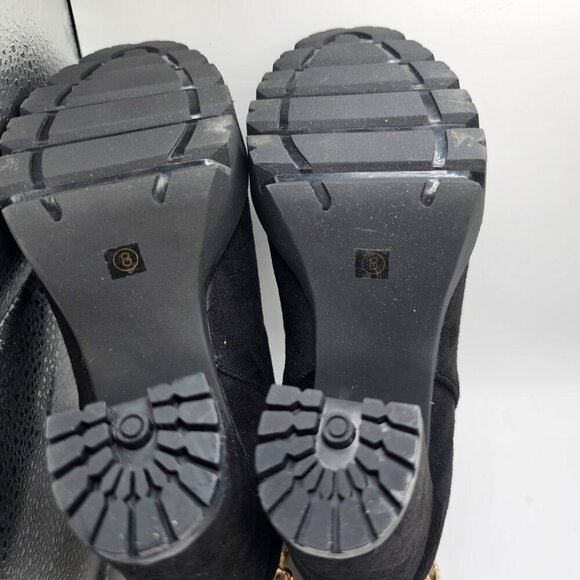 NWOB Women's Allegra K Platform Chain‎ Chunky High Heel Boots Black Size 8 - Picture 5 of 6